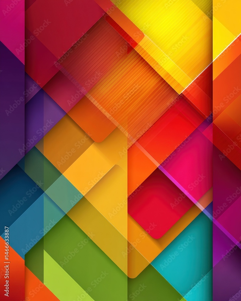 Aufkleber vibrant geometric abstract design with colorful overlapping shapes and textures