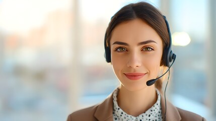 Empathetic Latina Customer Service Representative Providing Excellent Phone Support to Diverse Clients Around the World with Professionalism and a Warm Smiling Face