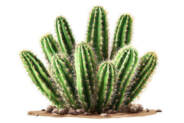 Isolated desert cactus plants with rocks