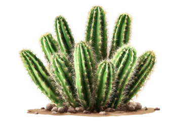 Fototapete Rund Isolated desert cactus plants with rocks © Niamh