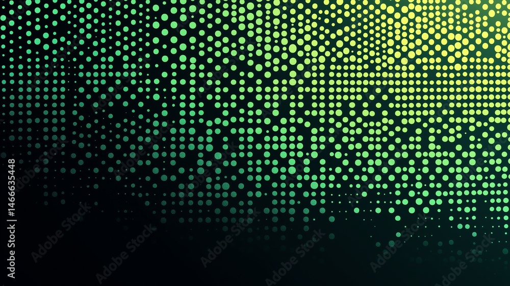 Poster abstract gradient green halftone dot pattern with organic flow for tech and eco themes
