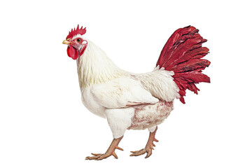 Fototapeta premium Crimsontailed rooster A proud stance against the void