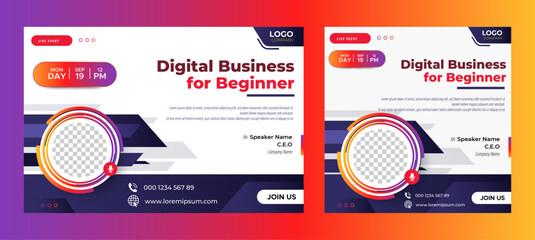 Online webinar conference banner template. web and social media layout. vector	