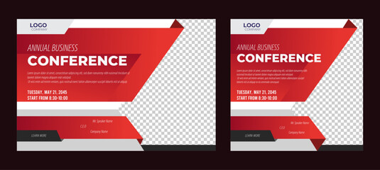 Business Conference live webinar banner invitation and social media post template. Business webinar invitation design. Vector	