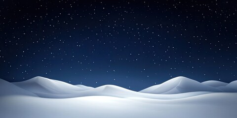 Naklejka premium Starry Winter Night Sky and Snowy Hills Landscape Background.