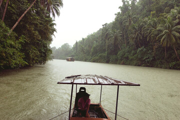 
Bohol, Philippines - December 23, 2024: Cruise ship on the Loboc River is a river in the Bohol...