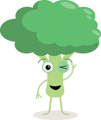 Cartoon Broccoli Character Waving