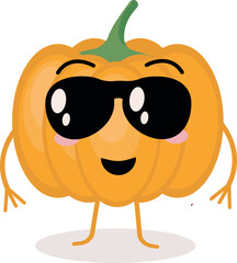 Cartoon Pumpkin Character with Sunglasses Illustration