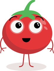 Fototapeta premium Cartoon Illustration of a Cute Tomato Character