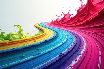 Abstract swirling paint colors forming a race track , power, lines, illustration