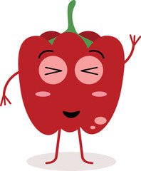Cute Red Bell Pepper Kawaii Illustration