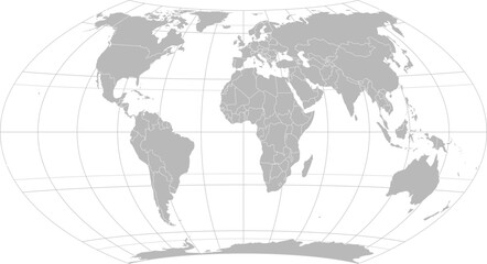 World vector map with country boundaries and graticules (Wagner VIl projection, PPT-compatible & fully editable)