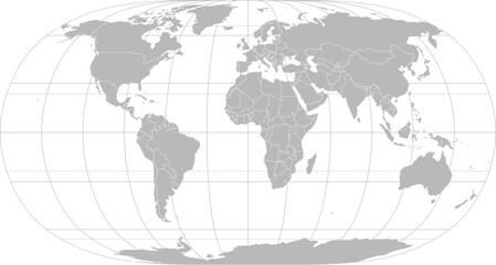 World vector map with country boundaries and graticules (Natural Earth Il projection, PPT-compatible & fully editable)