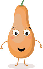 Cartoon Illustration of a Butternut Squash Character
