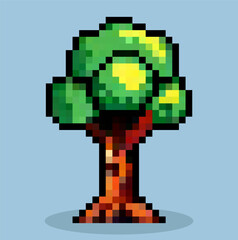 tree pixel art character, vector.