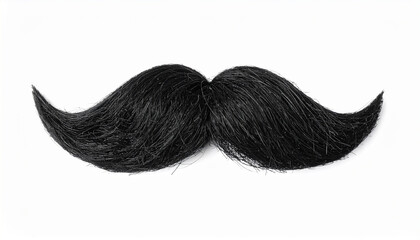 Black mustache isolated on white backdrop.