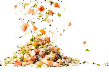 Deconstructed Tuna Poke Fresh cubes rice sesame rain down a culinary freefall