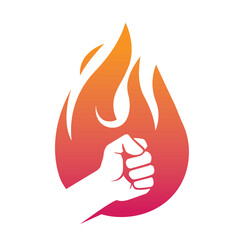 Abstract Flamed Fist grip logo vector design icon symbol 