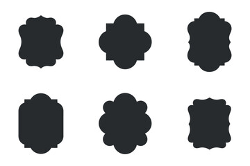 Six Unique Ornamental Frames Black Silhouettes Set for Design Projects