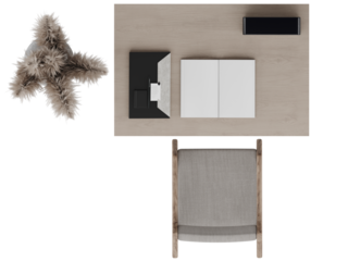Contemporary Office Desk Setup Top View
