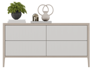 Modern Dresser Cabinet with Decorative Items Front View