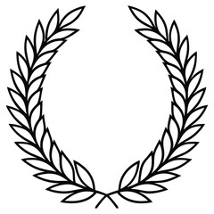 Black Laurel Crown Icon Elegant Circular Leaf Design for Honor, Success, or Prestige Themes