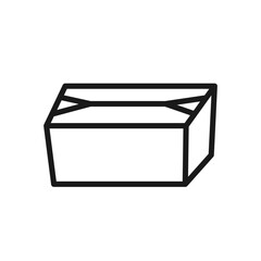 Closed cardboard food container icon. Editable stroke. Paper box. Restaurant takeout, meal delivery, street food packaging. For apps, websites, restaurant branding. Isolated vector illustration