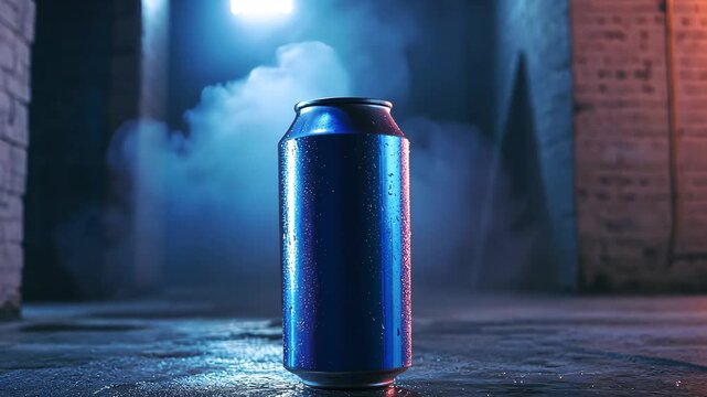 Cool beverage can in dramatic lighting