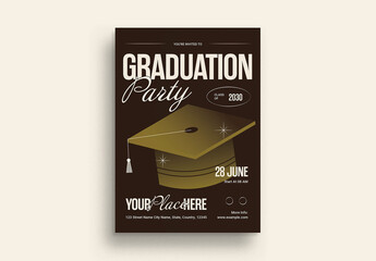 Brown Bold Minimalism Graduation Party Invitation