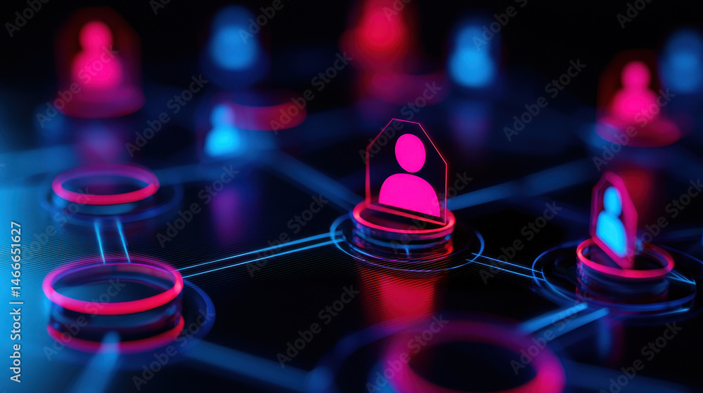 Aufkleber digital network technology connections social media user interface data visualization neon colors ab