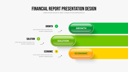 Digital Visualization Presentation Layout Vector Illustration. Enterprise Introduction 3 Step Infographic Slide Design. Company Briefing Three Option Diagram Frame Template.