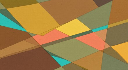 Obraz premium Abstract Geometric Composition: Interplay of Earthy Tones and Vibrant Accents