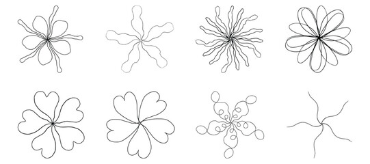 Abstract Flower Line Art Collection - Hand-drawn Style Vector Illustration.