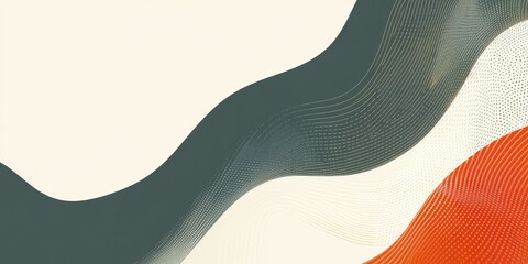 Flowing Lines Abstract Gentle Waves of Teal with Gold and Orange Hues.