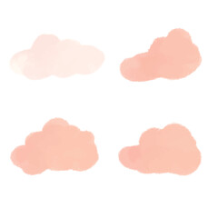 Various Pink clouds watercolor clipart 