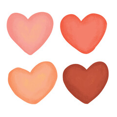clipart of watercolor red and pink heart romance