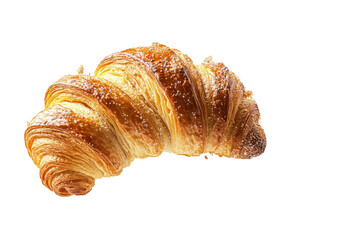 Golden flaky croissant sprinkled with sugar