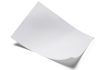 white blank paper sheet with shadow isolated on transparent png background,Design template or mockup. Vector illustration.
