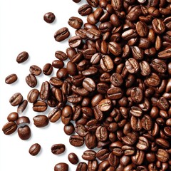 Obraz premium Roasted beans close up isolated on white background