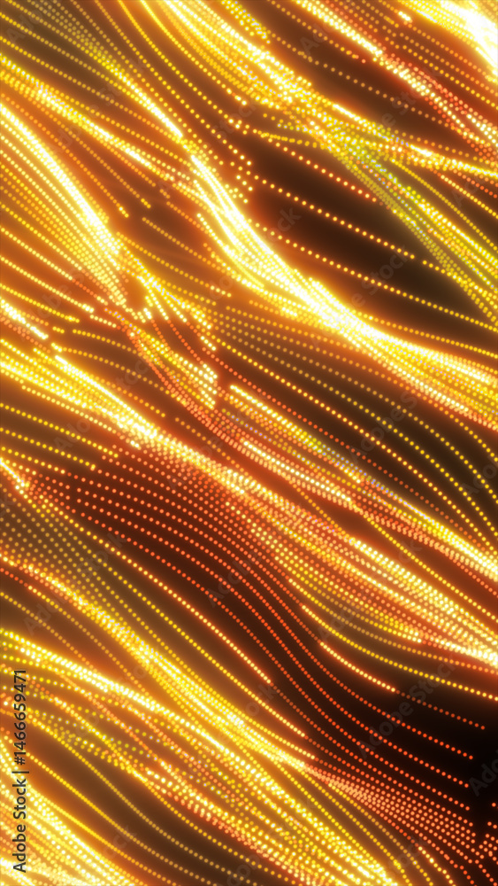 Poster dynamic golden light waves formed by glowing particles create a vibrant abstract energy background i