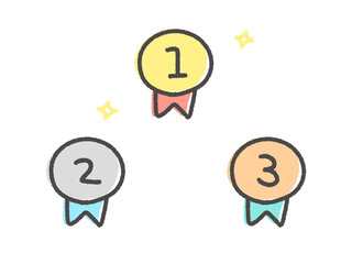 いたずら書き風のかわいいランキングセット・メダル