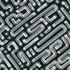 Abstract seamless pattern brush hand drawn black background