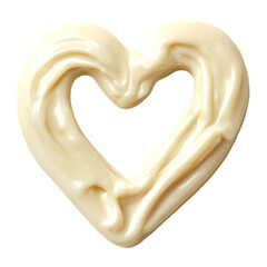 white heart shaped sauce on white background