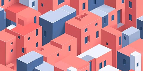Fototapeta premium Isometric Cityscape RetroStyled Architecture.