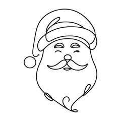 Santa Claus Face Illustration Vector Silhouette Christmas One Line