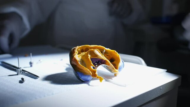 Dentist crafting an orthodontic retainer case 
