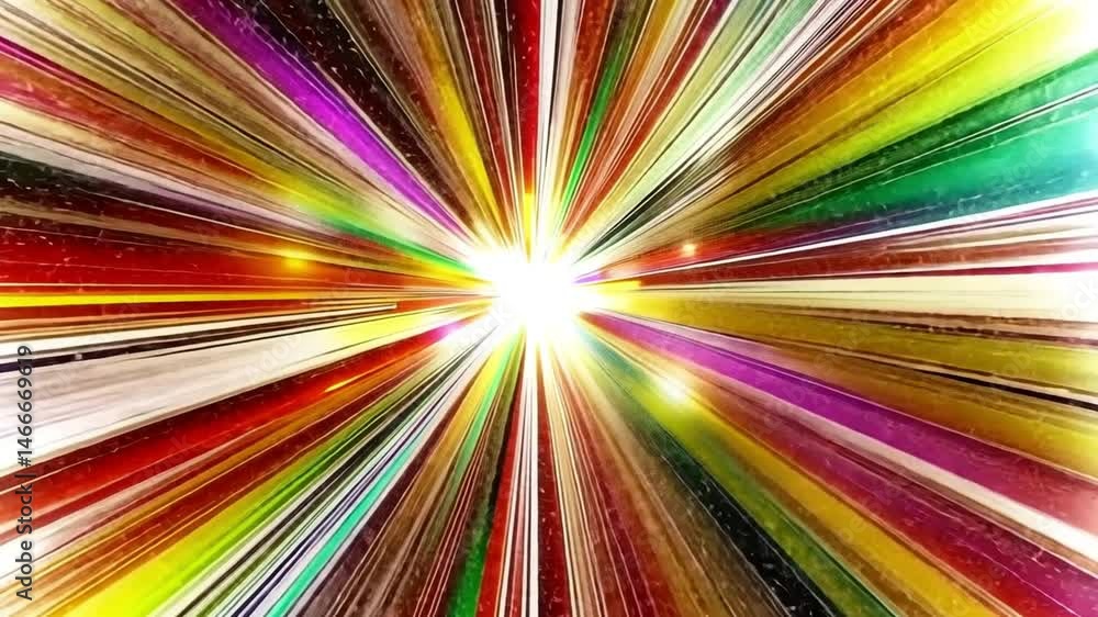 Poster vibrant light rays burst in dynamic explosion of colors, creating abstract energy and creativity in 