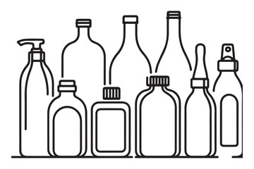 Variety of Bottle Silhouette Illustration for Beauty and Products