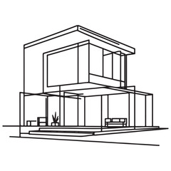 Modern Minimalist House Silhouette Illustration Vector for Architectural Projects