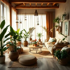 "Modern Living Room with Cozy Furniture".